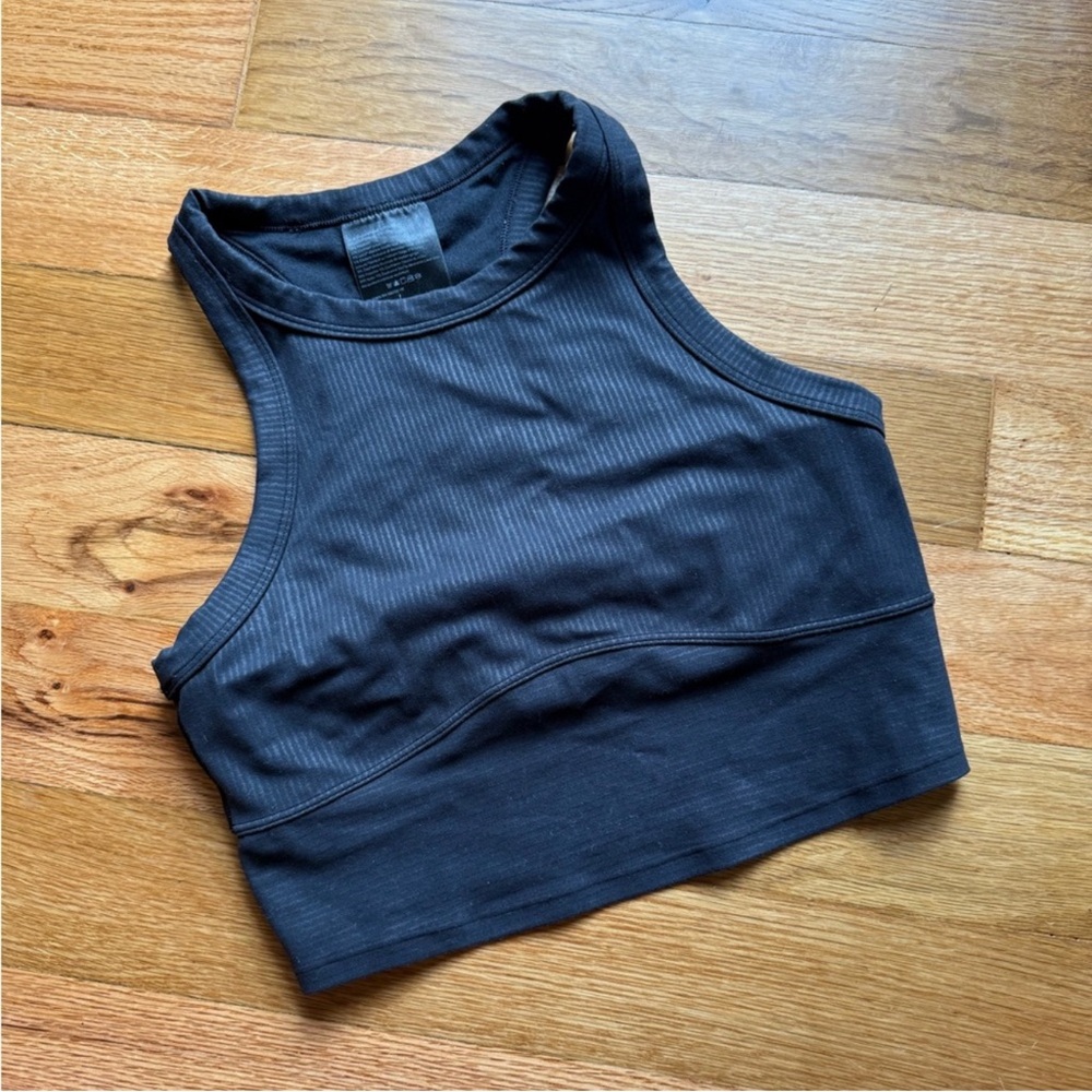 lululemon athletica Black Ribbed High-Neck Crop Sports Bra